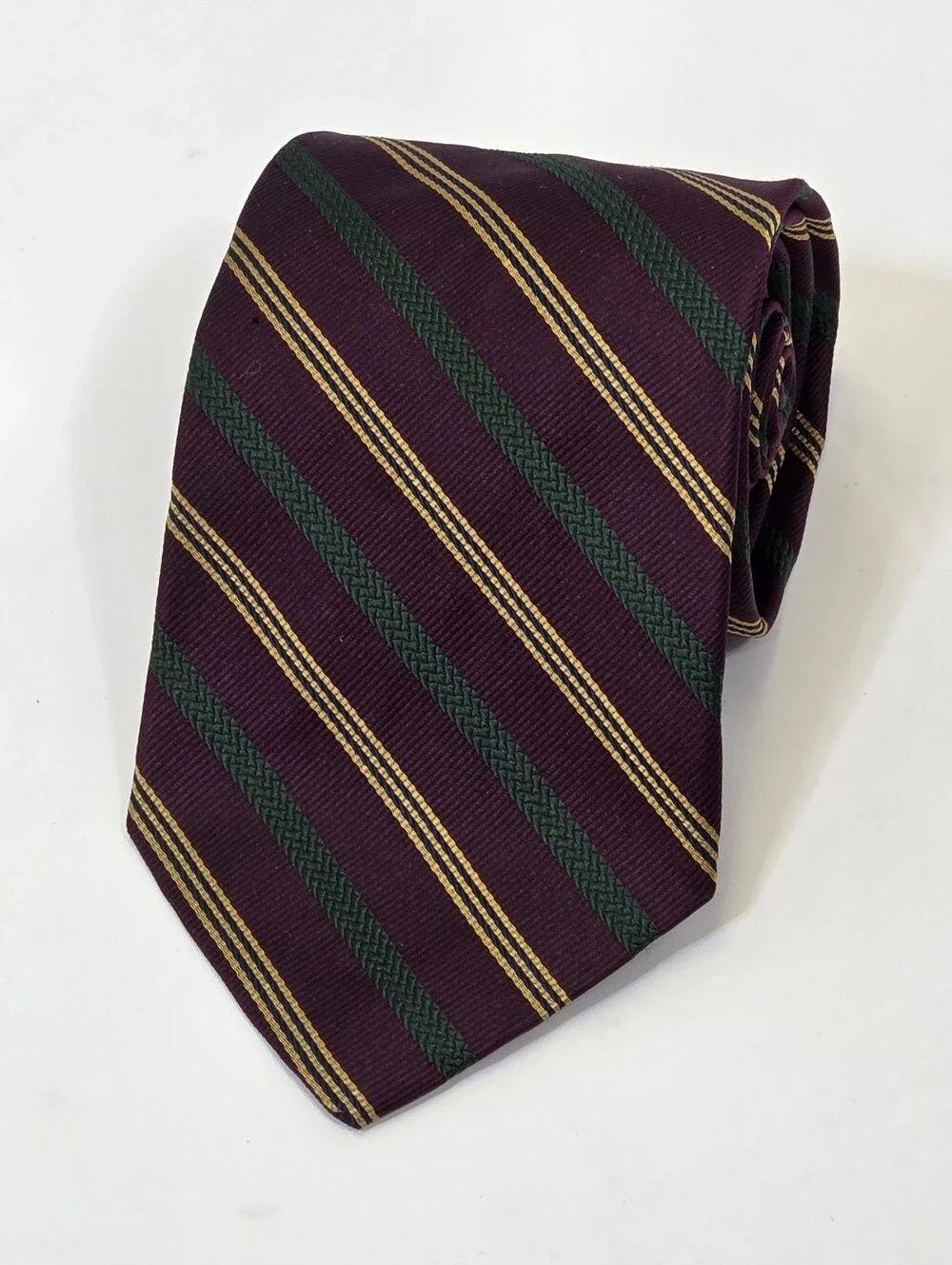 Brooks Brothers Makers Silk Burgundy Green Rep Tie